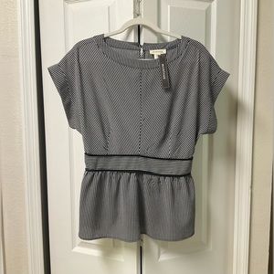 Monteau Peplum Striped Short Sleeve Top NWT